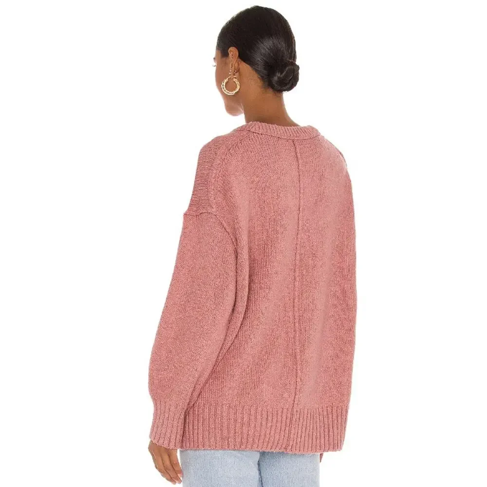 Free People‎ Brookside Tunic Sweater Oversize Alpine Rose X-Small Cozy Winter
